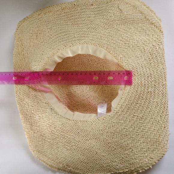 Claire's Straw Beach Hat w/ Large Pink Rose Pin EUC - Picture 6 of 9